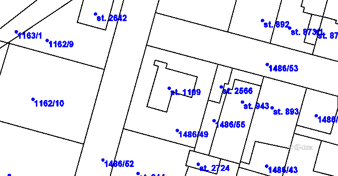 Parcela st. 1109 v KÚ Třebechovice pod Orebem, Katastrální mapa