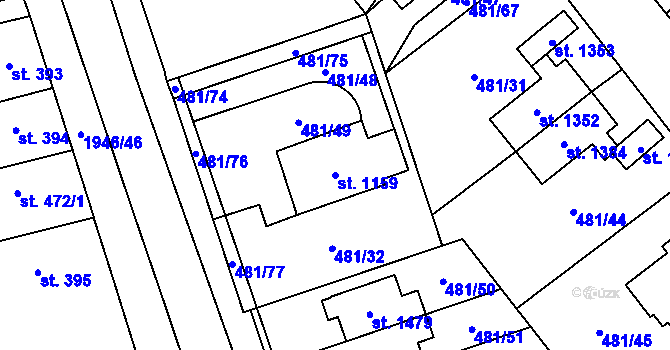 Parcela st. 1159 v KÚ Třebechovice pod Orebem, Katastrální mapa