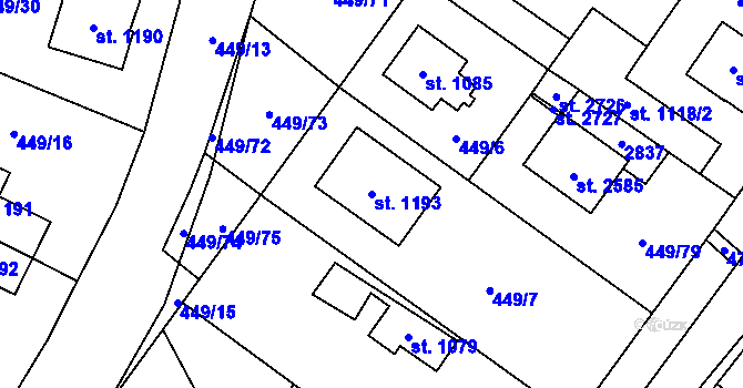 Parcela st. 1193 v KÚ Třebechovice pod Orebem, Katastrální mapa