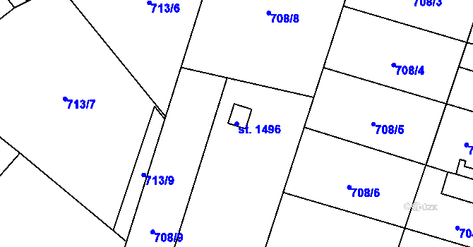 Parcela st. 1496 v KÚ Třebechovice pod Orebem, Katastrální mapa