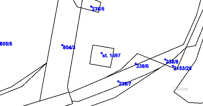 Parcela st. 1597 v KÚ Třebechovice pod Orebem, Katastrální mapa