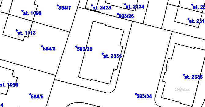 Parcela st. 2335 v KÚ Třebechovice pod Orebem, Katastrální mapa