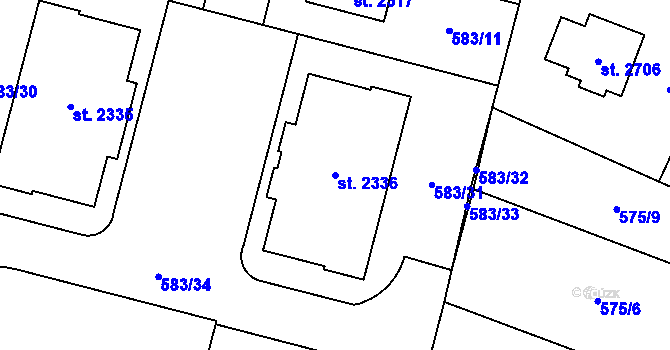 Parcela st. 2336 v KÚ Třebechovice pod Orebem, Katastrální mapa