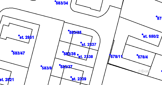 Parcela st. 2337 v KÚ Třebechovice pod Orebem, Katastrální mapa