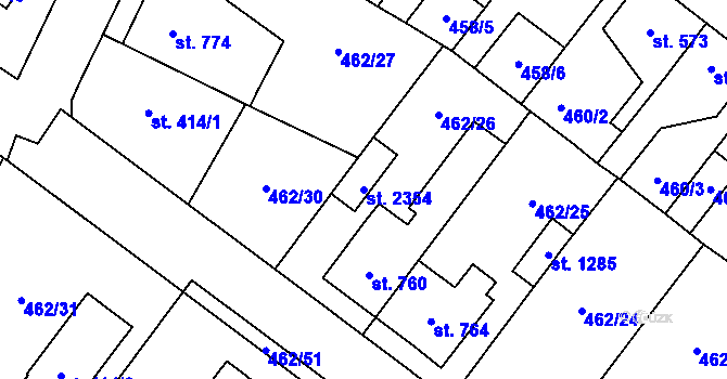 Parcela st. 2354 v KÚ Třebechovice pod Orebem, Katastrální mapa
