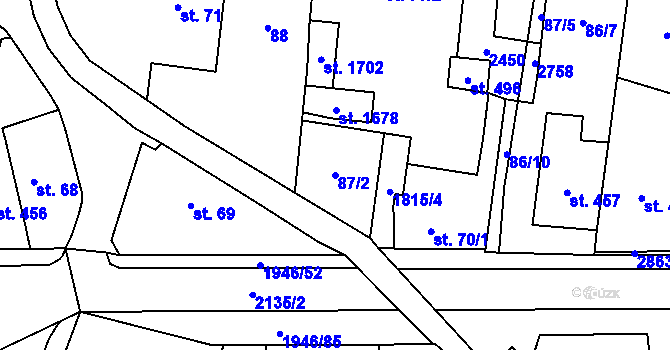 Parcela st. 87/2 v KÚ Třebechovice pod Orebem, Katastrální mapa