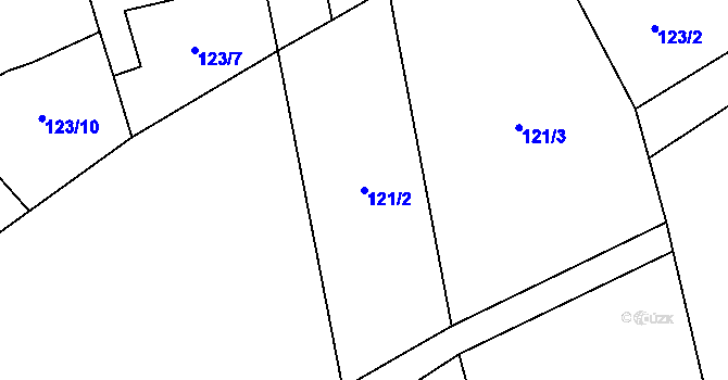 Parcela st. 121/2 v KÚ Třebechovice pod Orebem, Katastrální mapa