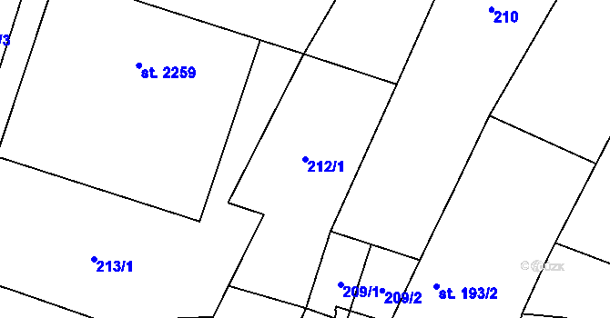 Parcela st. 212/1 v KÚ Třebechovice pod Orebem, Katastrální mapa