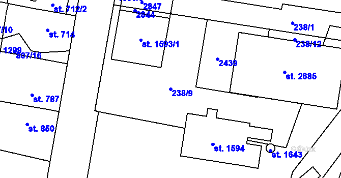Parcela st. 238/9 v KÚ Třebechovice pod Orebem, Katastrální mapa