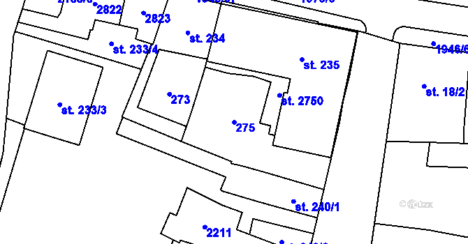 Parcela st. 275 v KÚ Třebechovice pod Orebem, Katastrální mapa