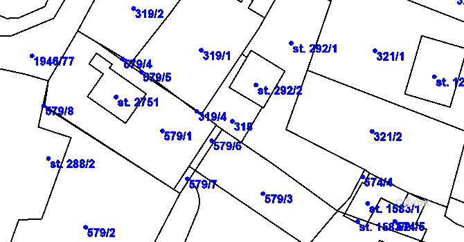 Parcela st. 318 v KÚ Třebechovice pod Orebem, Katastrální mapa