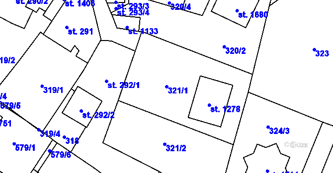 Parcela st. 321/1 v KÚ Třebechovice pod Orebem, Katastrální mapa