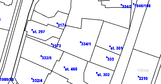 Parcela st. 334/1 v KÚ Třebechovice pod Orebem, Katastrální mapa
