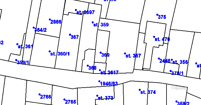 Parcela st. 369 v KÚ Třebechovice pod Orebem, Katastrální mapa