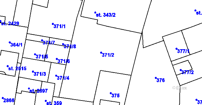 Parcela st. 371/2 v KÚ Třebechovice pod Orebem, Katastrální mapa
