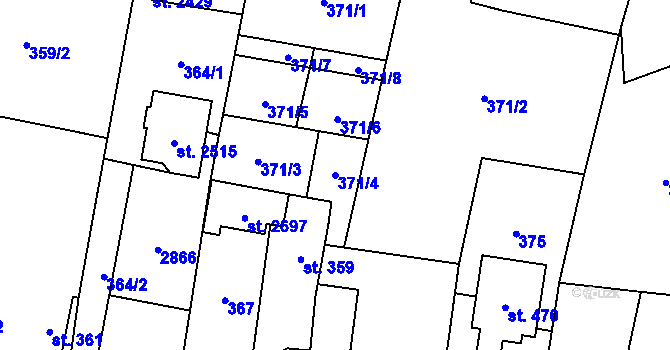 Parcela st. 371/4 v KÚ Třebechovice pod Orebem, Katastrální mapa