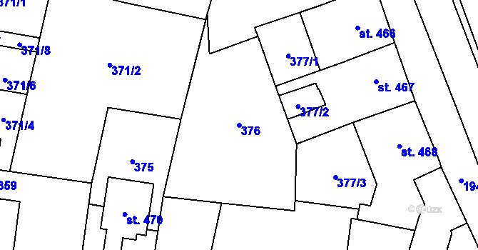 Parcela st. 376 v KÚ Třebechovice pod Orebem, Katastrální mapa