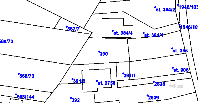 Parcela st. 390 v KÚ Třebechovice pod Orebem, Katastrální mapa
