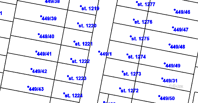 Parcela st. 449/1 v KÚ Třebechovice pod Orebem, Katastrální mapa