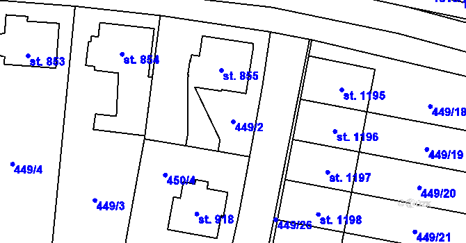 Parcela st. 449/2 v KÚ Třebechovice pod Orebem, Katastrální mapa
