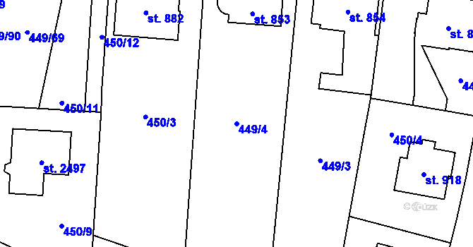 Parcela st. 449/4 v KÚ Třebechovice pod Orebem, Katastrální mapa