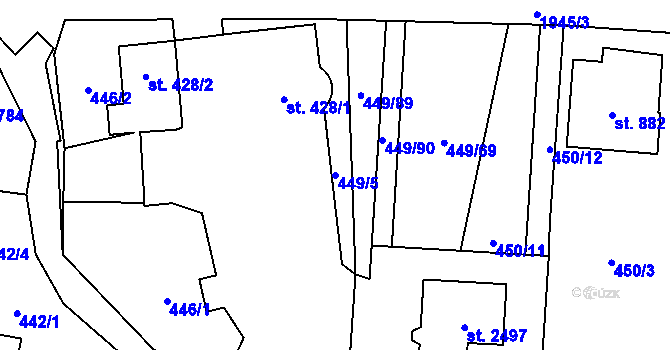 Parcela st. 449/5 v KÚ Třebechovice pod Orebem, Katastrální mapa