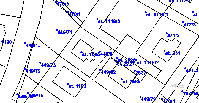 Parcela st. 449/6 v KÚ Třebechovice pod Orebem, Katastrální mapa