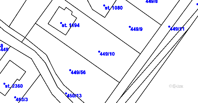 Parcela st. 449/10 v KÚ Třebechovice pod Orebem, Katastrální mapa