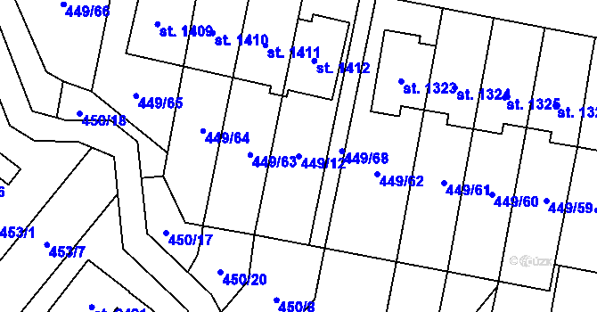 Parcela st. 449/12 v KÚ Třebechovice pod Orebem, Katastrální mapa