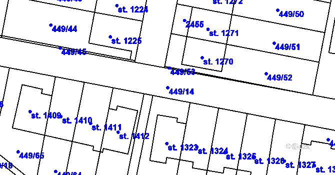 Parcela st. 449/14 v KÚ Třebechovice pod Orebem, Katastrální mapa