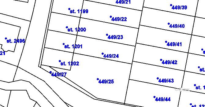 Parcela st. 449/24 v KÚ Třebechovice pod Orebem, Katastrální mapa