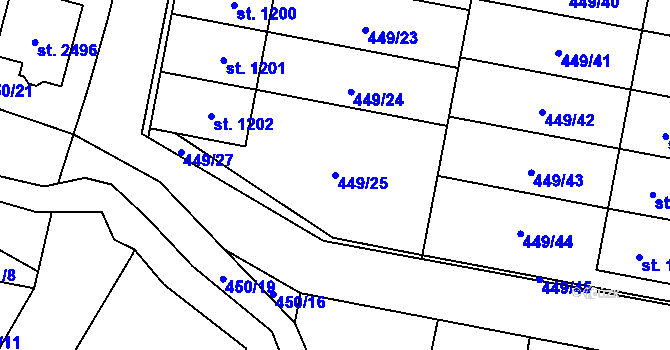 Parcela st. 449/25 v KÚ Třebechovice pod Orebem, Katastrální mapa