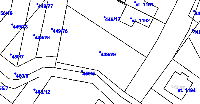 Parcela st. 449/29 v KÚ Třebechovice pod Orebem, Katastrální mapa