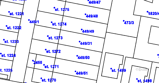 Parcela st. 449/31 v KÚ Třebechovice pod Orebem, Katastrální mapa