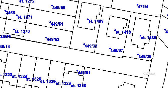 Parcela st. 449/33 v KÚ Třebechovice pod Orebem, Katastrální mapa