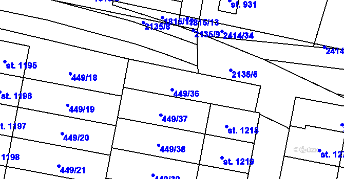Parcela st. 449/36 v KÚ Třebechovice pod Orebem, Katastrální mapa