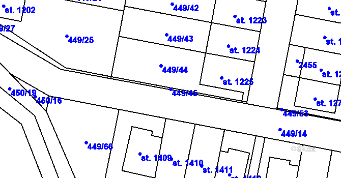 Parcela st. 449/45 v KÚ Třebechovice pod Orebem, Katastrální mapa