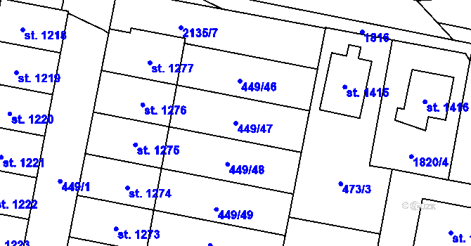 Parcela st. 449/47 v KÚ Třebechovice pod Orebem, Katastrální mapa