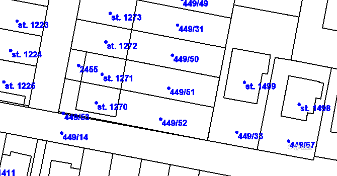 Parcela st. 449/51 v KÚ Třebechovice pod Orebem, Katastrální mapa