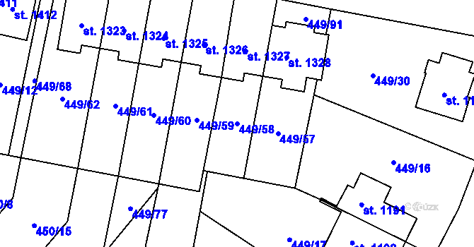 Parcela st. 449/58 v KÚ Třebechovice pod Orebem, Katastrální mapa