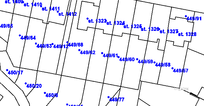 Parcela st. 449/61 v KÚ Třebechovice pod Orebem, Katastrální mapa