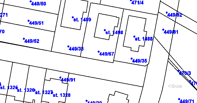 Parcela st. 449/67 v KÚ Třebechovice pod Orebem, Katastrální mapa