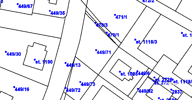 Parcela st. 449/71 v KÚ Třebechovice pod Orebem, Katastrální mapa
