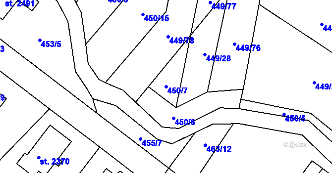 Parcela st. 450/7 v KÚ Třebechovice pod Orebem, Katastrální mapa
