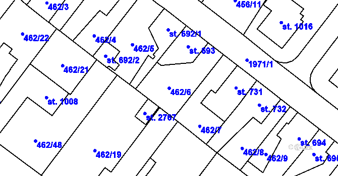 Parcela st. 462/6 v KÚ Třebechovice pod Orebem, Katastrální mapa