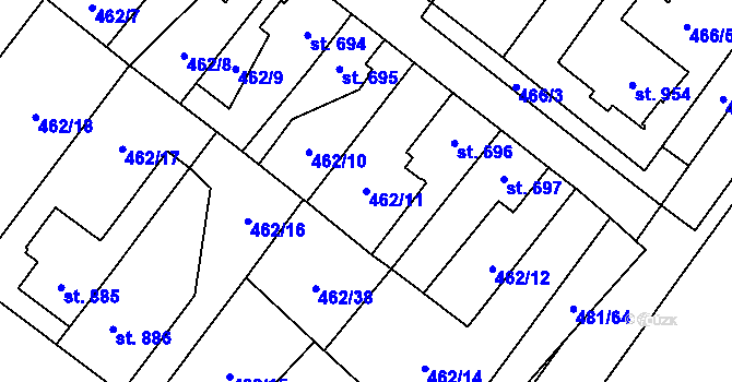 Parcela st. 462/11 v KÚ Třebechovice pod Orebem, Katastrální mapa