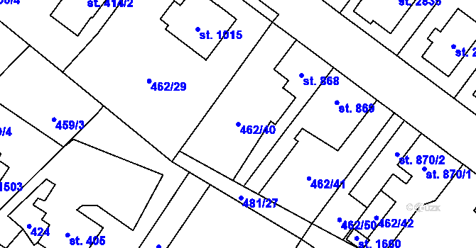 Parcela st. 462/40 v KÚ Třebechovice pod Orebem, Katastrální mapa