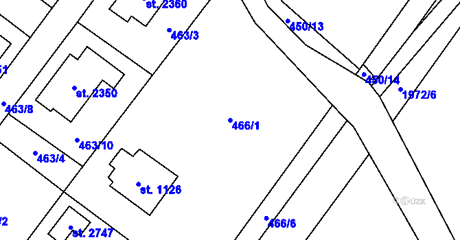 Parcela st. 466/1 v KÚ Třebechovice pod Orebem, Katastrální mapa