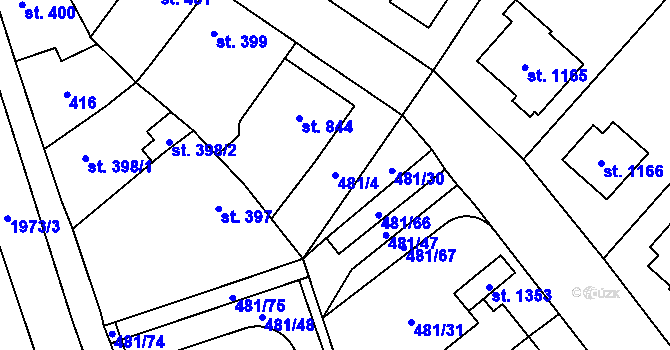 Parcela st. 481/4 v KÚ Třebechovice pod Orebem, Katastrální mapa