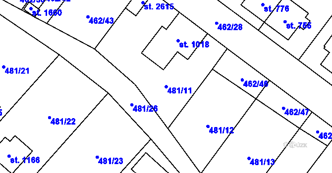 Parcela st. 481/11 v KÚ Třebechovice pod Orebem, Katastrální mapa